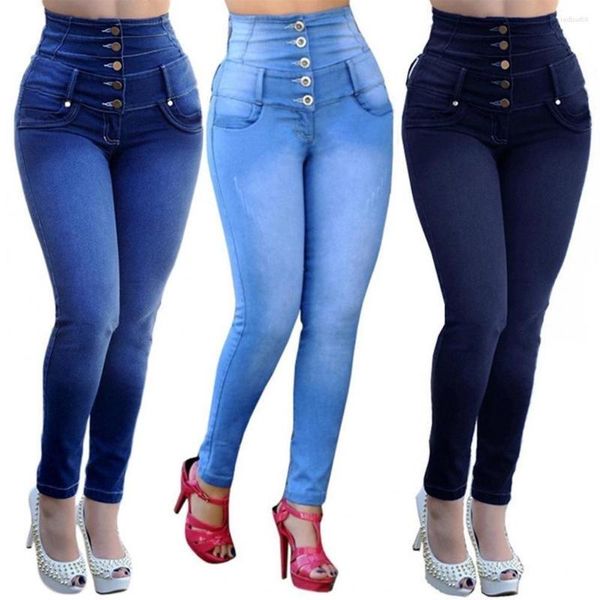 Jeans pour femmes 2023 Multi bouton Push Up pantalons d'été poches à fermeture éclair femmes résistant à l'usure Skinny Denim moulante vêtements quotidiens