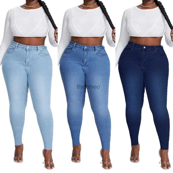 Jeans féminins 2023 Nouvelle taille féminine haute taille plus taille jeans mode extension skinny pantalon crayon denim pantalon femelle décontractée xl-4xl navire de drop yq231220