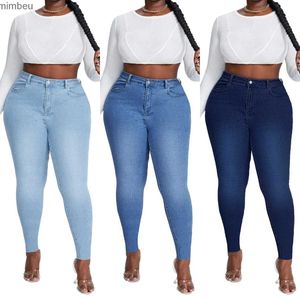 Women's Jeans 2023 nouvelles femmes taille haute grande taille jean mode Stretch maigre Denim crayon pantalon décontracté femme pantalon XL-4XL Drop ShipC24318
