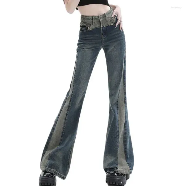 Jeans para mujer 2023 Patrón Pantalones de primavera y verano Retro Bell-bottoms Cintura alta Suelta Cómoda