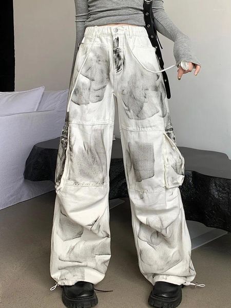 Jeans para mujer 2023 Ropa Grunge Y2K Streetwear Pantalones de carga holgados blancos para mujeres Ropa recta suelta Lady Hip Hop Harajuku Pantalones