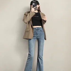 Damesjeans 2023 Slim Bell Bottoms Stretch Micro-la Vrouwelijke hoge taille in lente en herfst 2023.