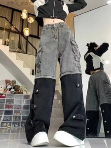 Jeans para mujeres 2023 Spodnie Y2K Strtwear Patchwork Cargo Holgado Jeans Pantalones para mujeres Ropa gótica Hip Hop Lady Lady Ropa Mujer Y240408