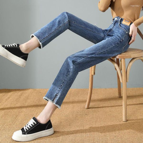 Jeans femme 2023 printemps automne coton Vintage taille haute pantalon mince maman Baggy Denim pantalon petit ami femme pour filles S12