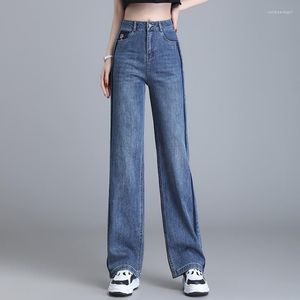 Jeans pour femmes 2023 printemps/été taille haute tube droit qualité large fondu rétro pantalon ample au sol