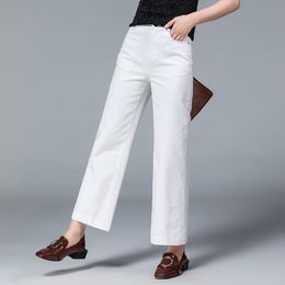 Jeans pour femmes 2023 Été et automne Femmes Casual Coton Blanc Mode Légère Strech Baggy Jean Pantalon 230821