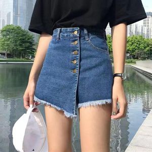 Jean femme 2023 été Denim Shorts culottes taille haute étudiants jambes larges a-ligne jupes courtes pantalons