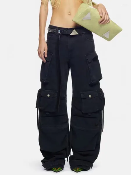 Pantalones vaqueros para mujer, mallas de trabajo de mezclilla de verano 2023, moda coreana, pantalones de algodón pesado con múltiples bolsillos, pantalones de alta calidad Y2k