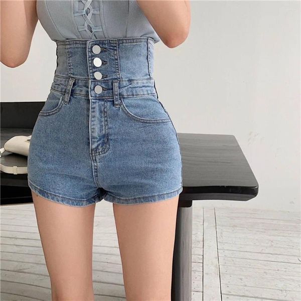 Jeans pour femmes 2023 Summer Super Sexy Femmes Denim Shorts avec bretelles Stretch Court Dames Fesses Slim Pantalon serré