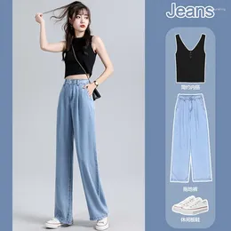 Jeans pour femmes 2023 Été Mince Doux Naturel Lyocell Tissu Baggy Jambe Large Denim Pantalon Streetwear Lâche Décontracté Vêtements Féminins