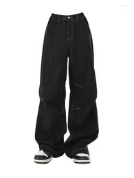 Jean femme 2023 tendance Baggy taille haute noir pantalon à jambes larges pantalon décontracté mode coréenne gothique BF années 2000 esthétique