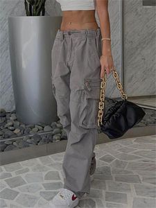 Vrouwen Jeans 2023 Vintage Cargo Broek Baggy Vrouwen Mode Lage Taille Broek 90S Streetwear Zakken Wijde Pijpen Rechte denim