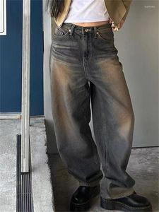 Jeans pour femmes 2023 Vintage Y2K femmes coréen Streetwear Baggy taille haute droite jambe large pantalon Denim pantalon fée Grunge Alt vêtements