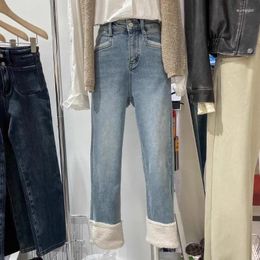 Damesjeans 2023 Wintermode Koreaanse stijl Hoge taille Rechte wijde pijpen Y2K-broek Casual streetwear