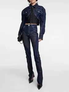 Jeans pour femmes 2023 Femme Y2K Coton Commutation Couture Taille haute Pantalon serré Mode -Qualité Soutien-gorge