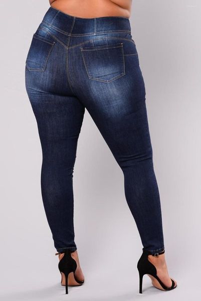 Jeans femme 2023 taille haute taille haute décontractée Skinny Denim Fat Mom L-5XL qualité