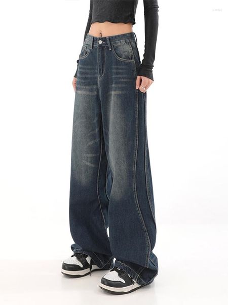 Jeans pour femmes 2023 Femmes Baggy High Taille Streetwear Vintage 90s Y2K Straight Harajuku Blue Denim Pantalon Coréen Wide Leg Cowboy Pantalon
