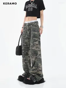 Jeans pour femmes 2023 Femmes Mode Camouflage Lâche Taille Haute Pantalon Cargo Droit Baggy Casual Denim Pantalon Feamle Y2k