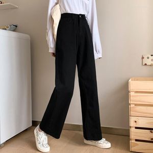 Jeans pour femmes 2023 femmes blanc décontracté arrivée automne Style coréen tout-match ample taille haute femme jambe large Denim pantalon