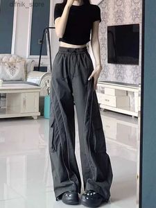 Damesjeans 2023 Y2K Fashion String Baggy Cargo Tracksuit Casual Pants for Women Cleren Multi -SoKets Heiling Bants vrouwelijke losse broek Y240408