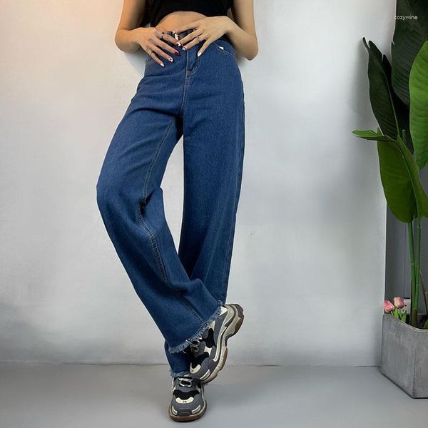 Jeans pour femmes 2023Casual Slim-fit Pantalon INS Femmes Lâche Taille Haute Lady Y2K Punk Rétro Simple Denim Jambe Droite Streetwear Carg