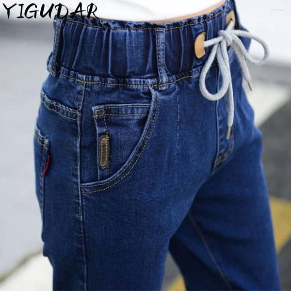 Jeans pour femmes 2024 Automne et hiver Blue Blue High Pantalon Denim Pantals Casual Feet Slim Fit Crayon Femmes Y2k