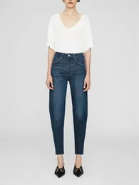 Frauen Jeans 2024 Herbst Baumwolle Hohe Taille Taste All-Match Denim Hosen