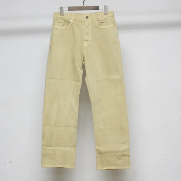 Jeans féminins 2024 Style Automne Washed Beige Cotton Mid-Waist Straight Casual Volydoly Slim Denim pantalon