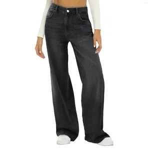 Jeans féminins 2024 Baggy long harajuku noir noir pantalon de jambe streetwear vintage hauteur pantalon denim big poche y2k femelle