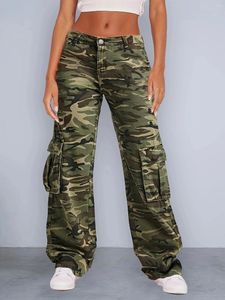 Damesjeans 2024 Camouflage Laadbroek Hoge Wist Vintage Baggy denim broek Straight Casual Fashion