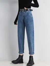 Jeans pour femmes 2024 Casual Vintage Mom pour femmes taille haute Baggy Denim Pantalon BF Style Pantalon droit Harem Pantalon A107