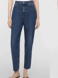 Jeans pour femmes 2024 Earnom automne aux femmes plissées hautes taies coniques pantalons en denim droit