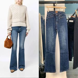 Jeans para mujer 2024 Principios de primavera Marca M Cuerno Azul Cintura alta y pantalones elásticos versátiles delgados
