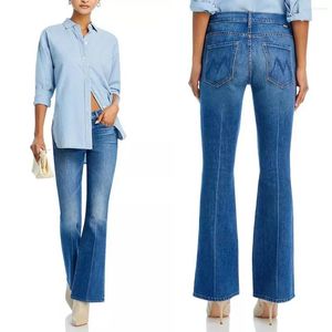 Jeans pour femmes 2024 au début du printemps ciel bleu bleu haute taille mince et pantalon denim pour femmes