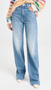 Jeans para mujer 2024 Principios de primavera Mujeres de cintura alta Pierna recta Pantalones anchos Pantalones de mezclilla desgastados