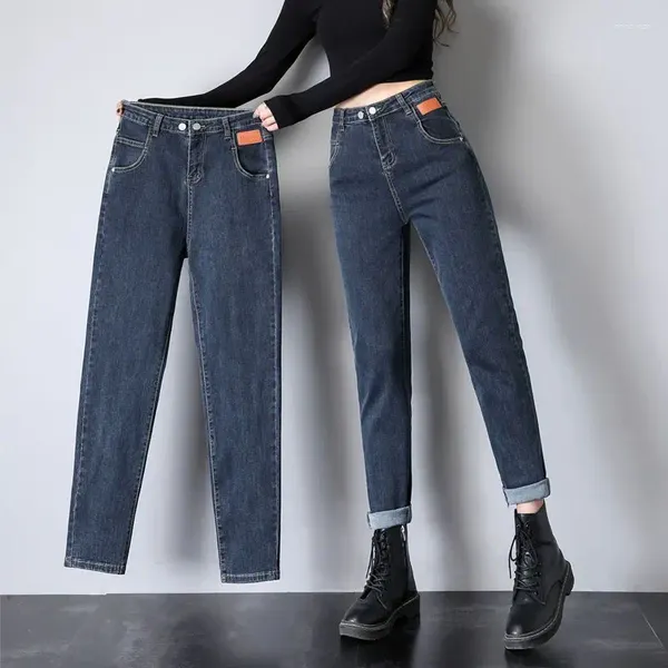 Jeans féminins 2024 EST Corée Fashion haute taille High Straight Band pour les femmes Slim Loose Denim Pantalons décontractés HARLAN PANT V587