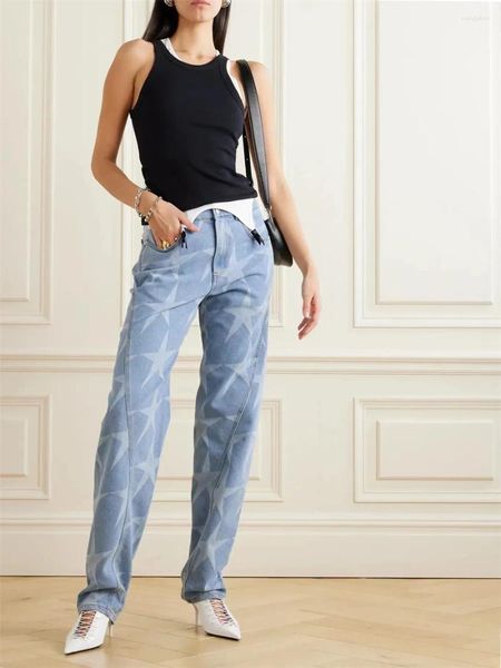 Jeans féminins 2024 Fashion Summer dames imprimées lavés denim coton long pantalon de vêtements de ventes
