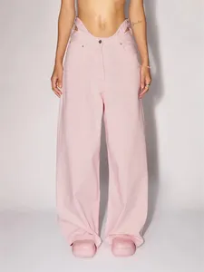 Jeans para mujeres 2024 Fashion Summer Pink Denim Pantalones de pierna ancha Y2K Venta de ropa joven