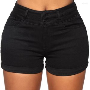 Jeans féminins 2024 Femme Summer Hole High Waist Loose Denim Shorts A-line super mince