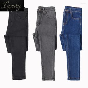 Jeans para mujeres 2024 para mujeres ropa de cintura alta 26-40 gris flaco azul azul marco elástico comodidad de mezclilla pantalones de mezclilla