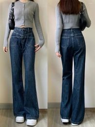 Dames Jeans 2024 Grunge Hoge Taille Flare Vintage Gestreepte Denim Broek Y2k Harajuku Bell Bottom Jaren 2000 Skinny Dweilbroek 90s E46