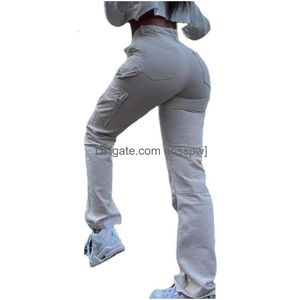 Jeans pour femmes 2024 Haute qualité Taille MTI Poche Pantalon long à la mode et élastique Vêtements de travail Tendance Street Trend Drop Livraison App DHC2F