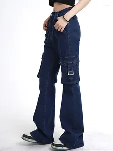 Dames jeans 2024 hiphop y2k vintage vrouw lage stijging zakken mager casual dames denim lading broek rechte harajuku 90s broek