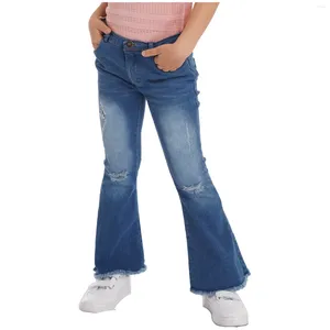 Jeans féminins 2024 enfants pantalons de fusées fusées printemps au printemps automne de la fermeture à fermeture éclair de la fermeture à glissière