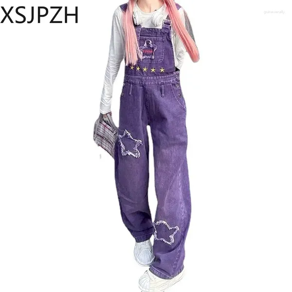 Jeans femeninos 2024 Moda coreana Mujeres Purple Couts Denim Sostenimiento Jopón Pantalones largos Pantalones Vintage Ropa de ropa streetwear