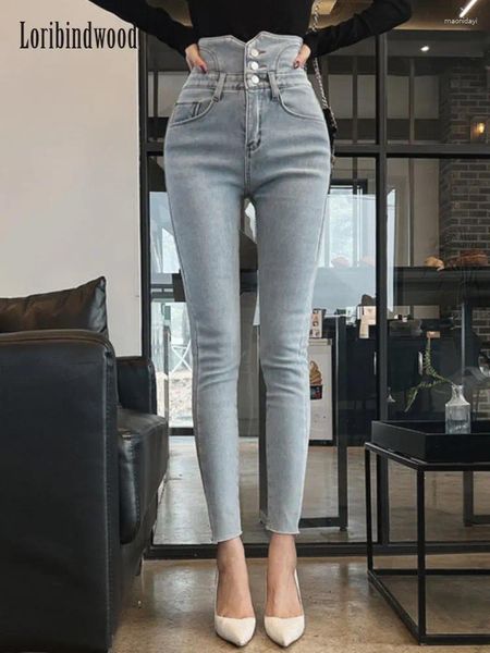 Jeans féminins 2024 style coréen brossé blanc lavé bleu - tempérament minimat