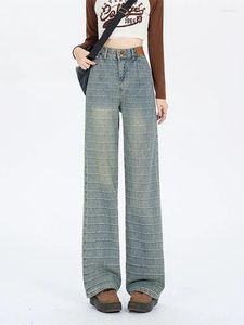 Jeans pour femmes 2024 Coréen Y2K Mode Vintage Bleu Rayé Baggy Pantalon Pour Femmes Vêtements Droite Casual Pantalon Élégant Lady Pantalons