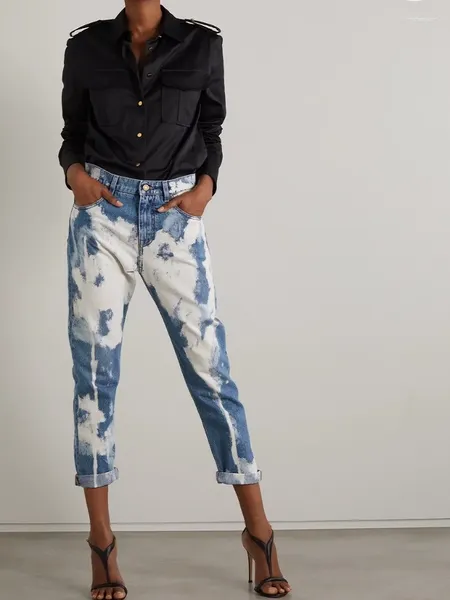 Jeans pour femmes 2024 Dames Tendance Coton Imprimé Skinny Taille Haute Pantalon Femme Y2K Vêtements Mode Qualité Soutien-Gorge