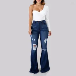 Jeans féminins 2024 Robot léger pont haut pour le mode de femme en mode à travers la rampe longue chaussure aléatoire s-3xl street fashion parfait corps