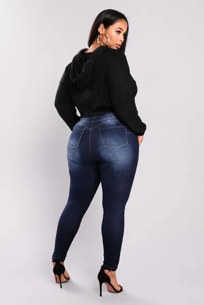 Jeans pour femmes 2024 plus taille haute taille skinny décontracté denim gras maman L-5xl qualité